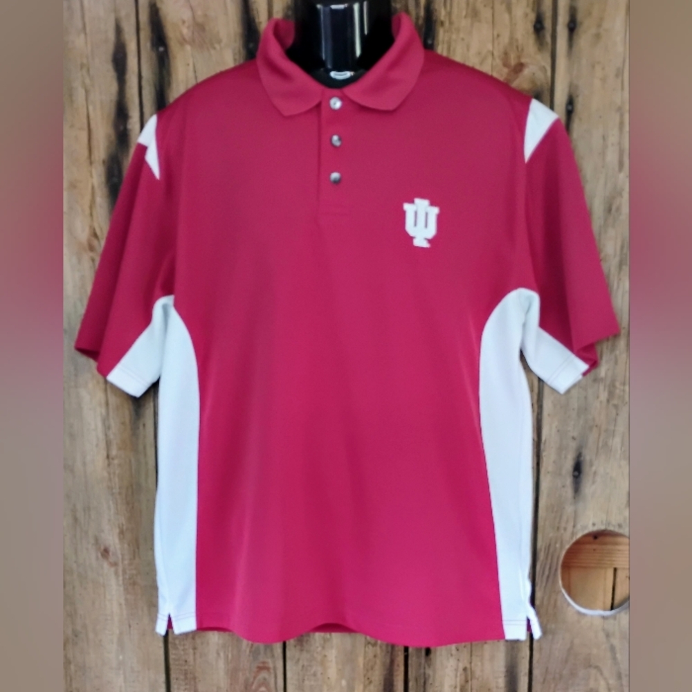Vintage IU Polo Shirt Men's Sz L Short Sleeve Basketball Sporty